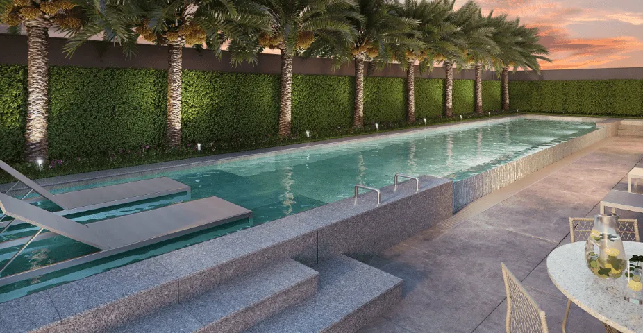 Perspectiva ilustrada da piscina