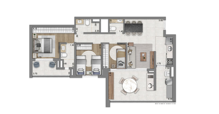 Planta tipo 94m²