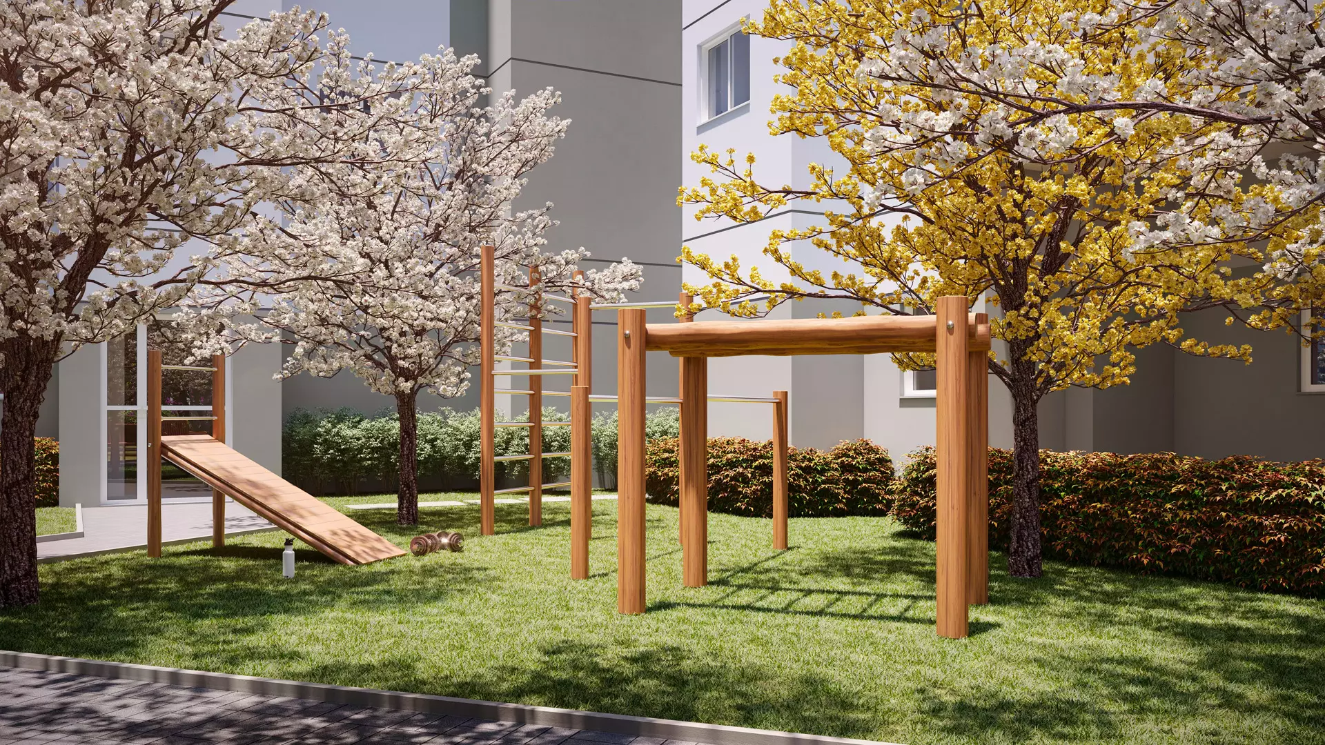 Perspectiva ilustrada do fitness ao ar livre — Novvo Santa Marina