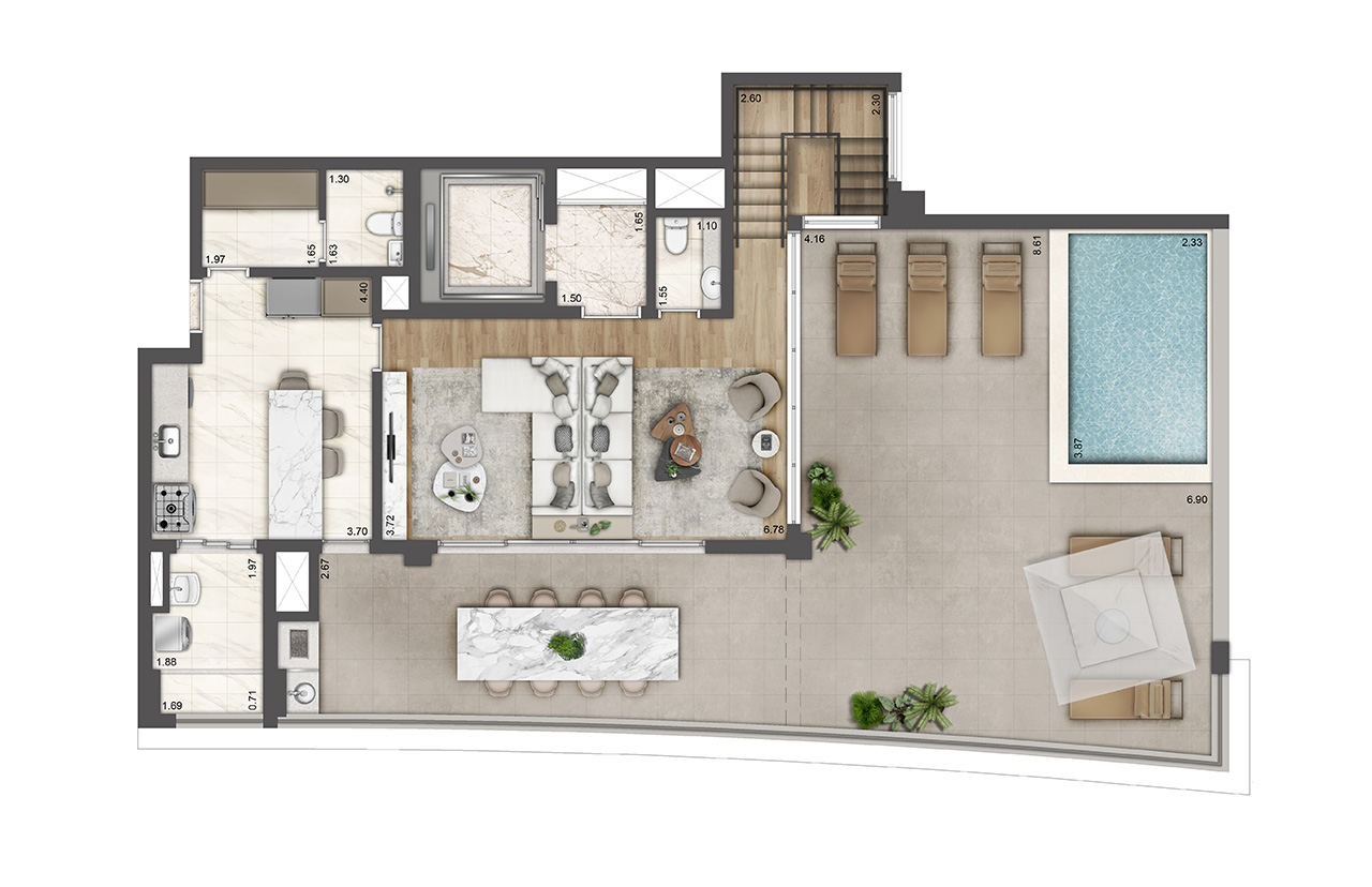 Planta duplex 175m² (pav. superior)