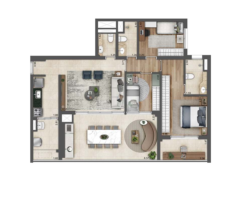 Planta tipo 100m²