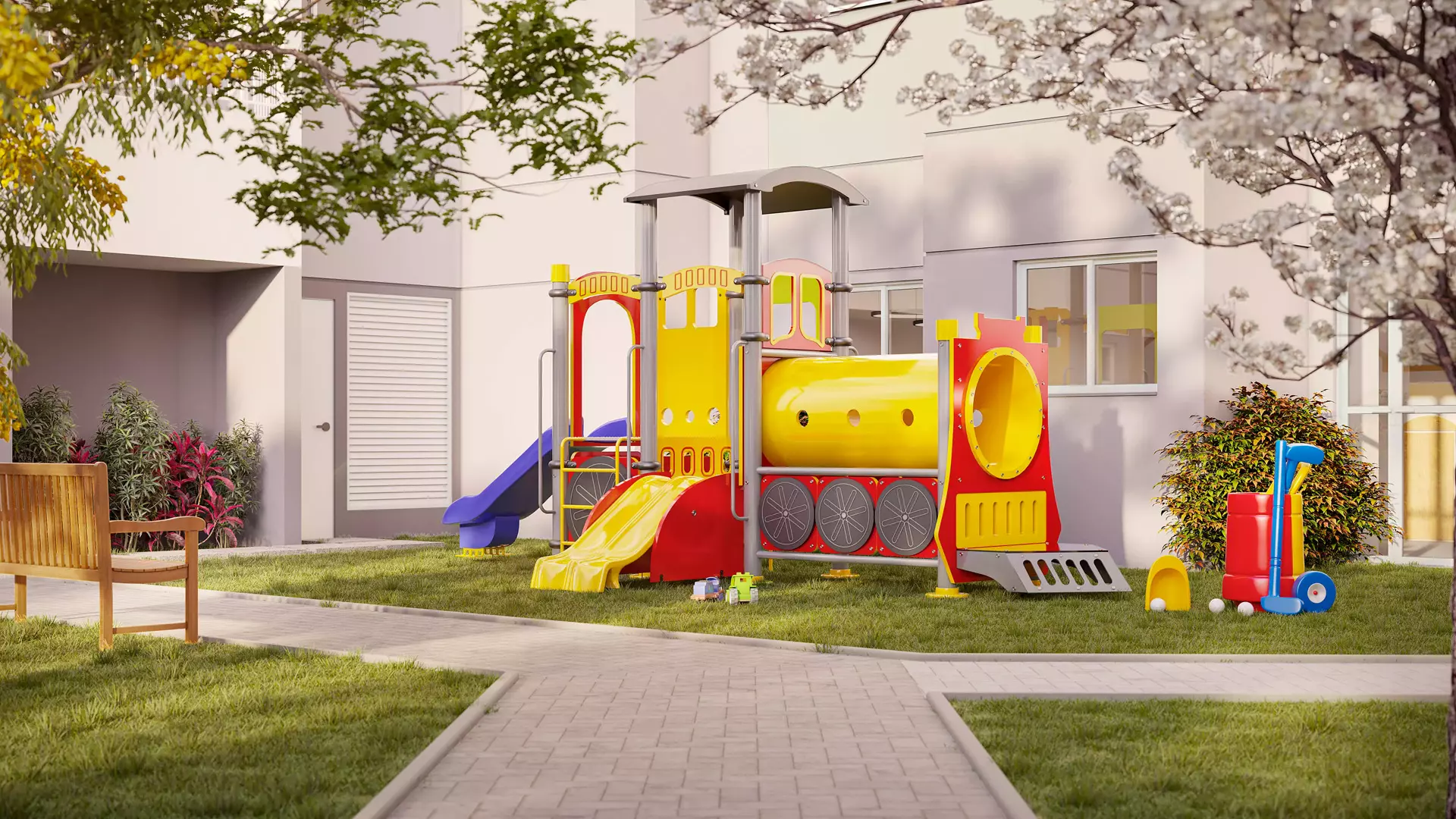 Perspectiva ilustrada do playground — Novvo Santa Marina