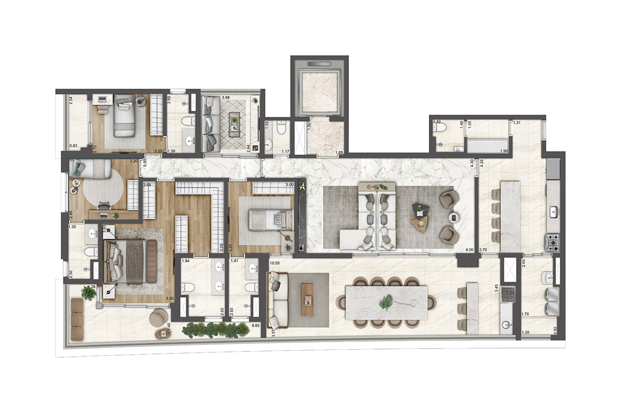 Planta tipo 230m²