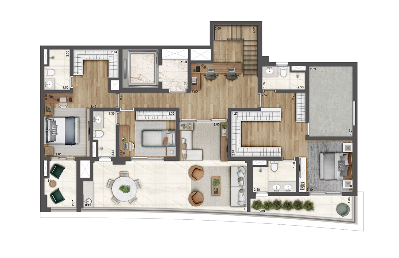 Planta duplex inf. 175m²