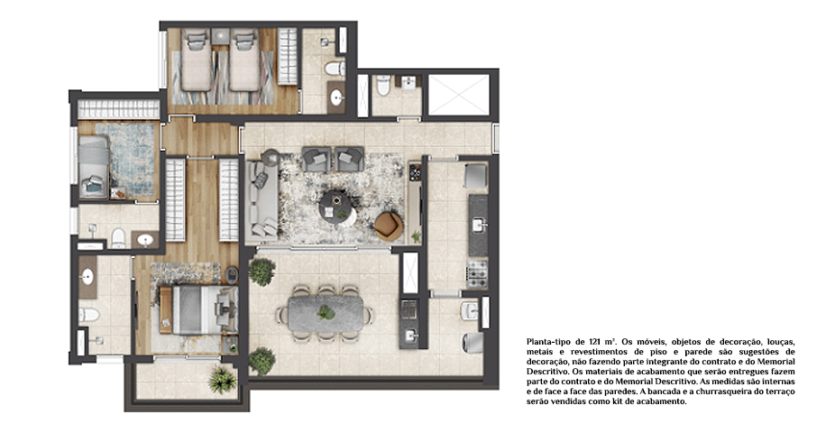 Planta tipo 121m²