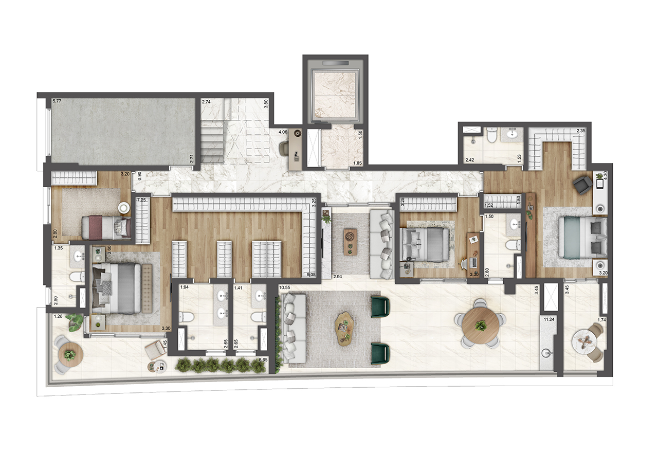 Planta duplex 230m² (pav. inferior)