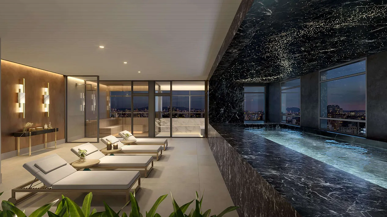 Perspectiva ilustrada do spa