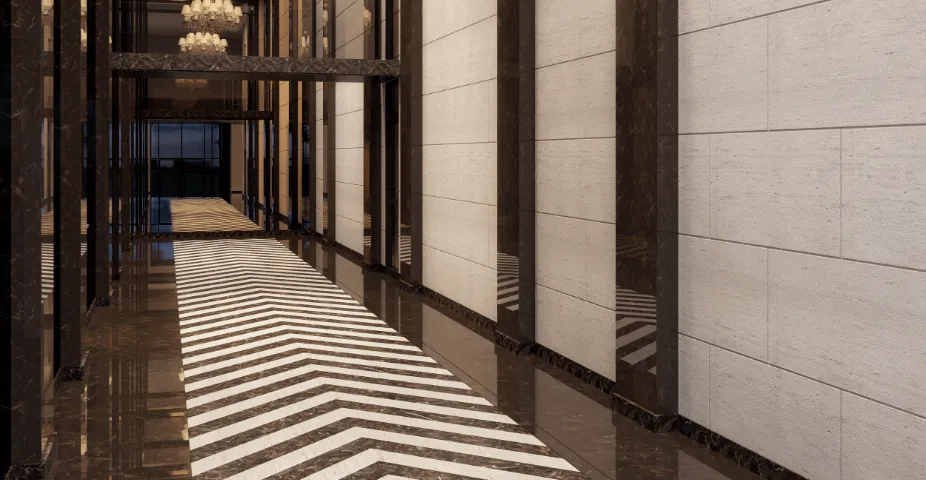 Perspectiva ilustrada do hall social