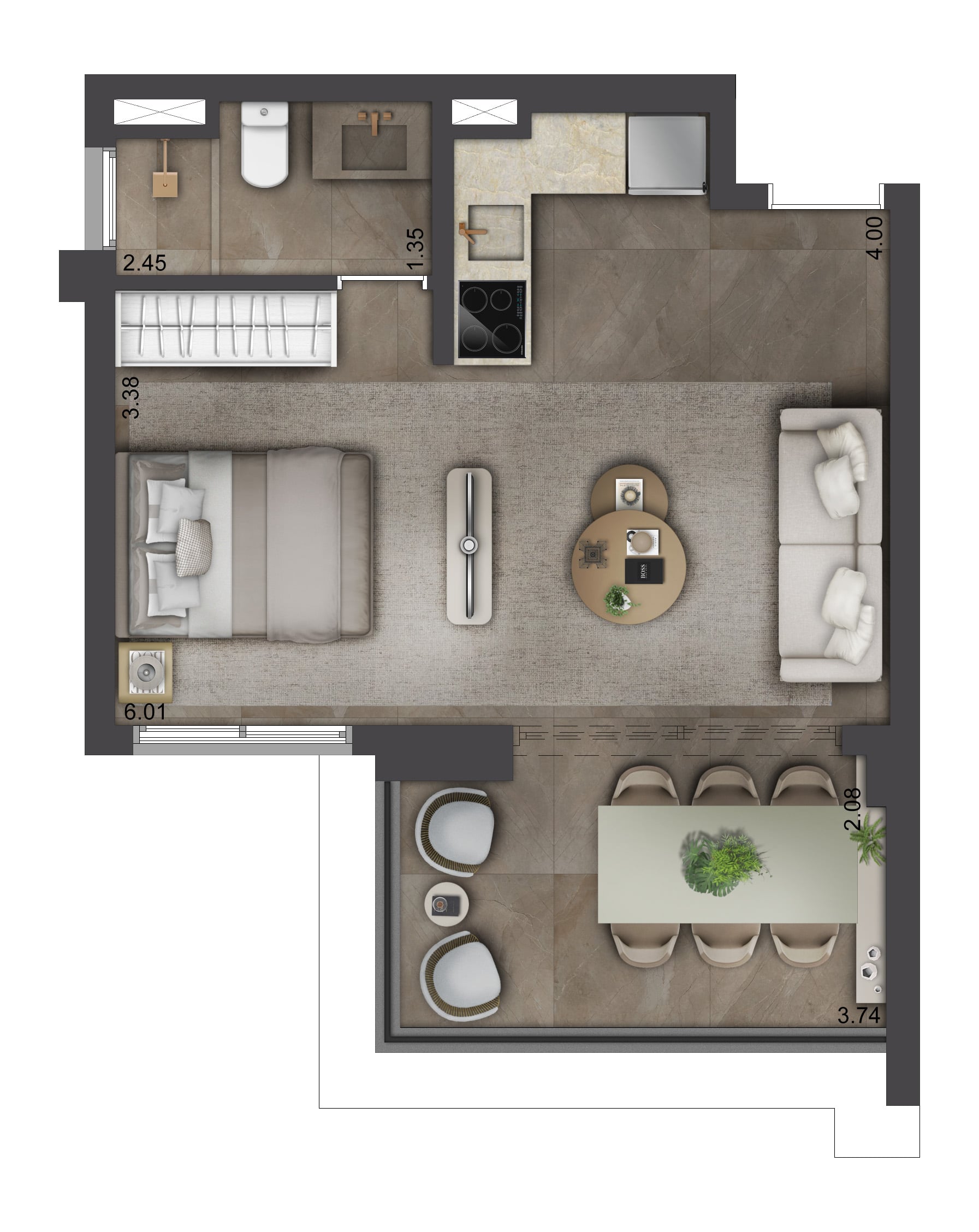 Planta decorado 41m²