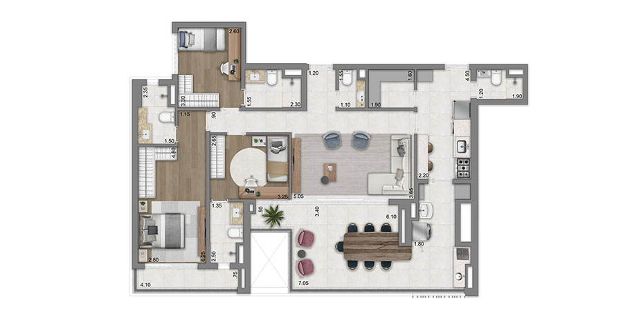 Planta tipo 134m²