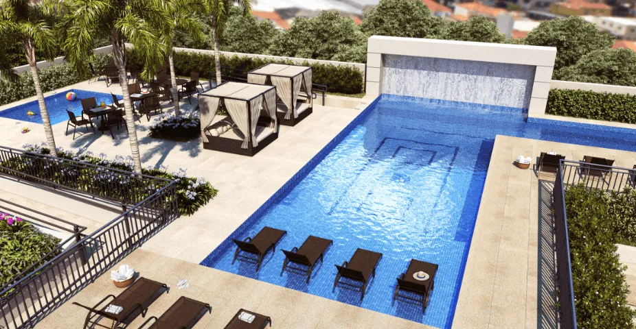 Perspectiva ilustrada da piscina