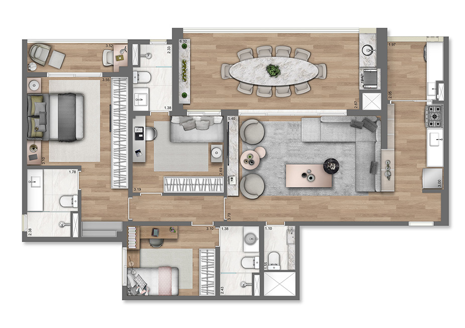 Planta ampliada 115m²