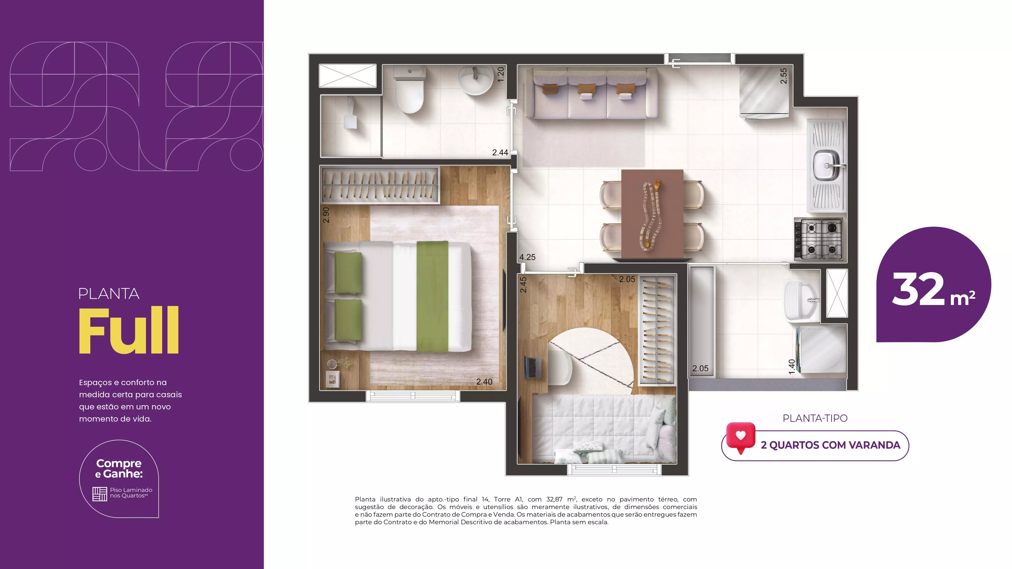 Planta Full de 32 m² — Novvo Vila Prudente