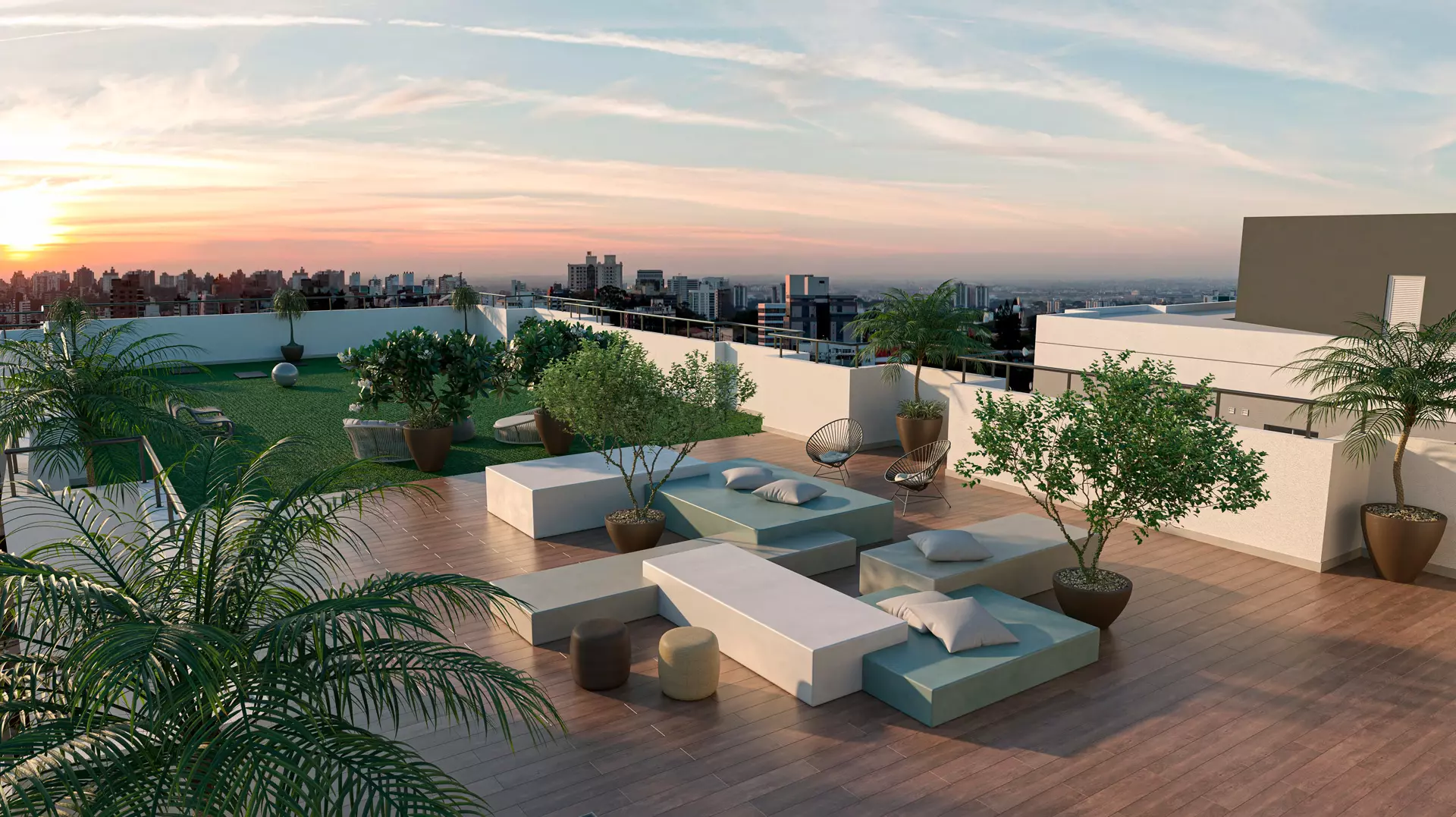 Perspectiva ilustrada do rooftop — Novvo Vila Prudente