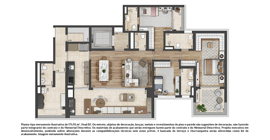Planta tipo 173m²