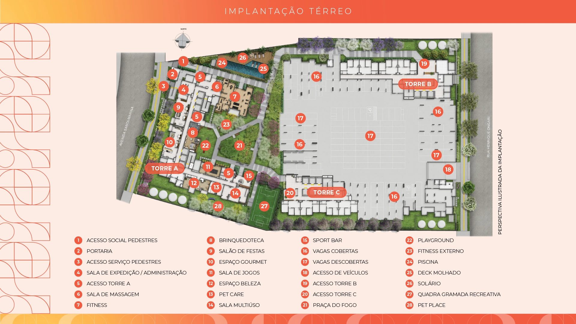 Implantação do térreo — Novvo Santa Marina