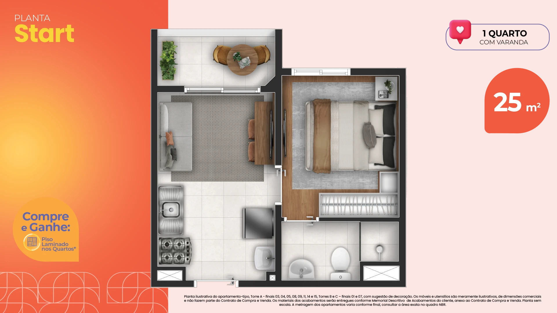 Planta Start de 25 m² — Novvo Santa Marina