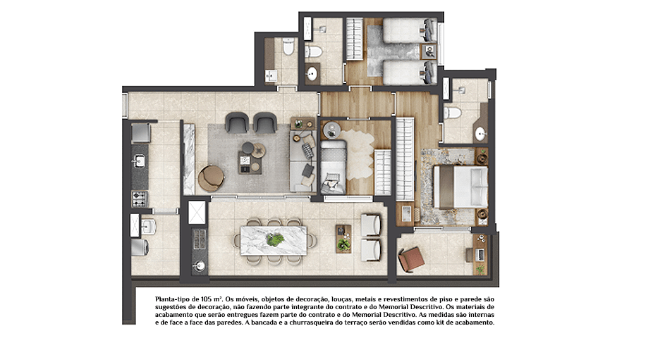 Planta tipo 105m²