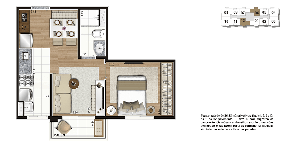 Planta tipo 36m²