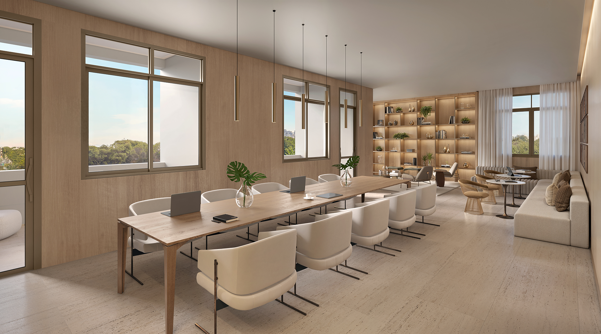 Perspectiva ilustrada do Coworking