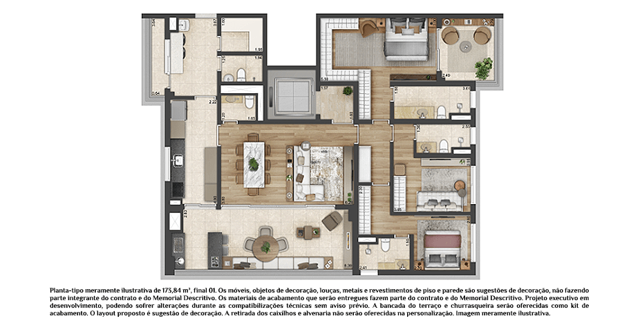 Planta opção 173m²