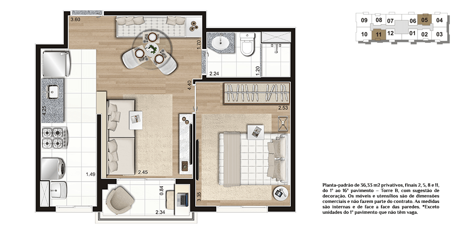 Planta tipo 36m²