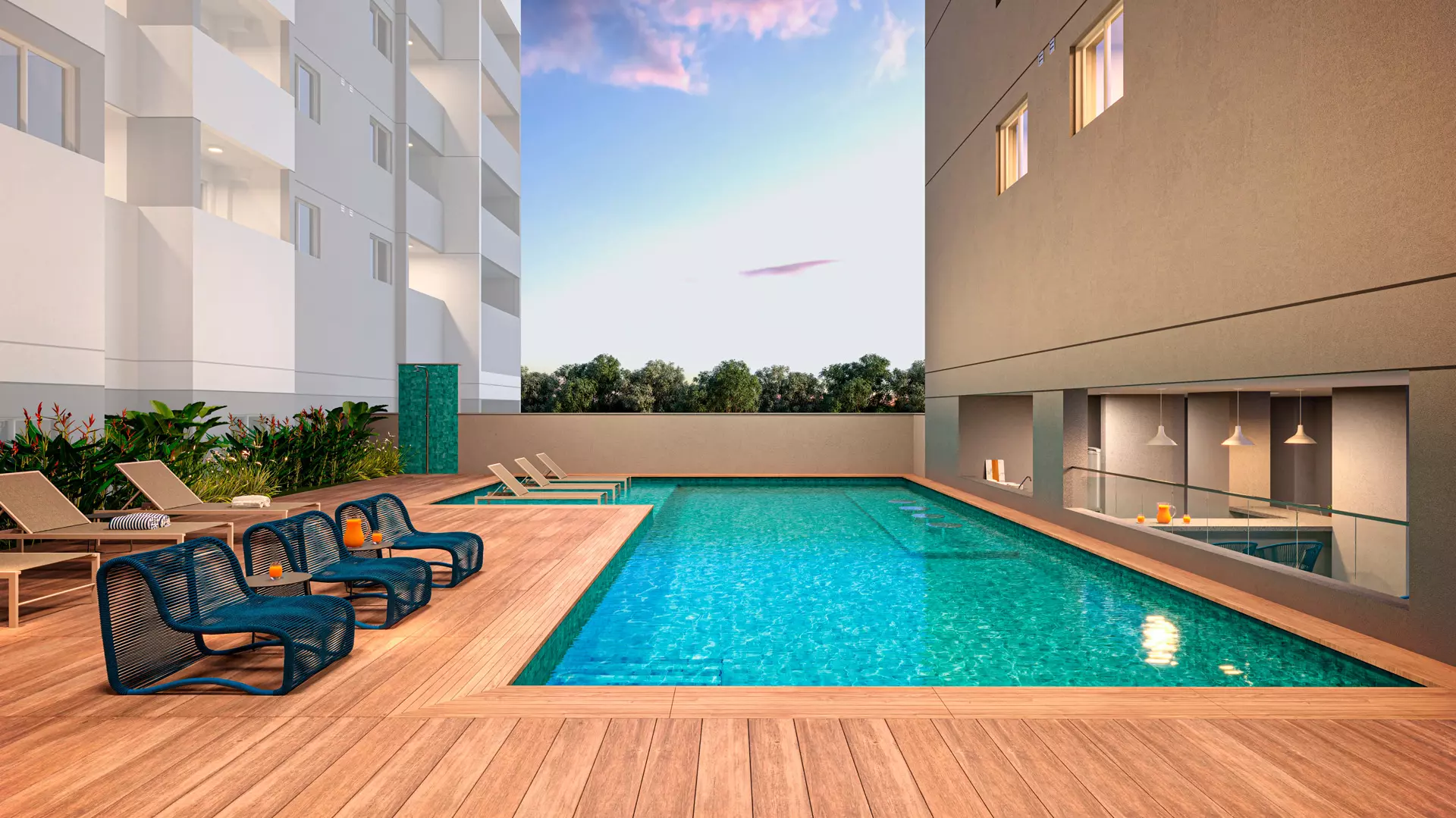 Perspectiva ilustrada da piscina — Novvo Vila Prudente
