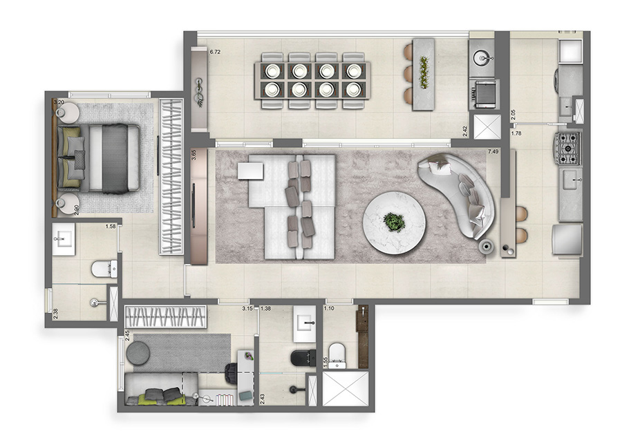 Planta ampliada 96m²