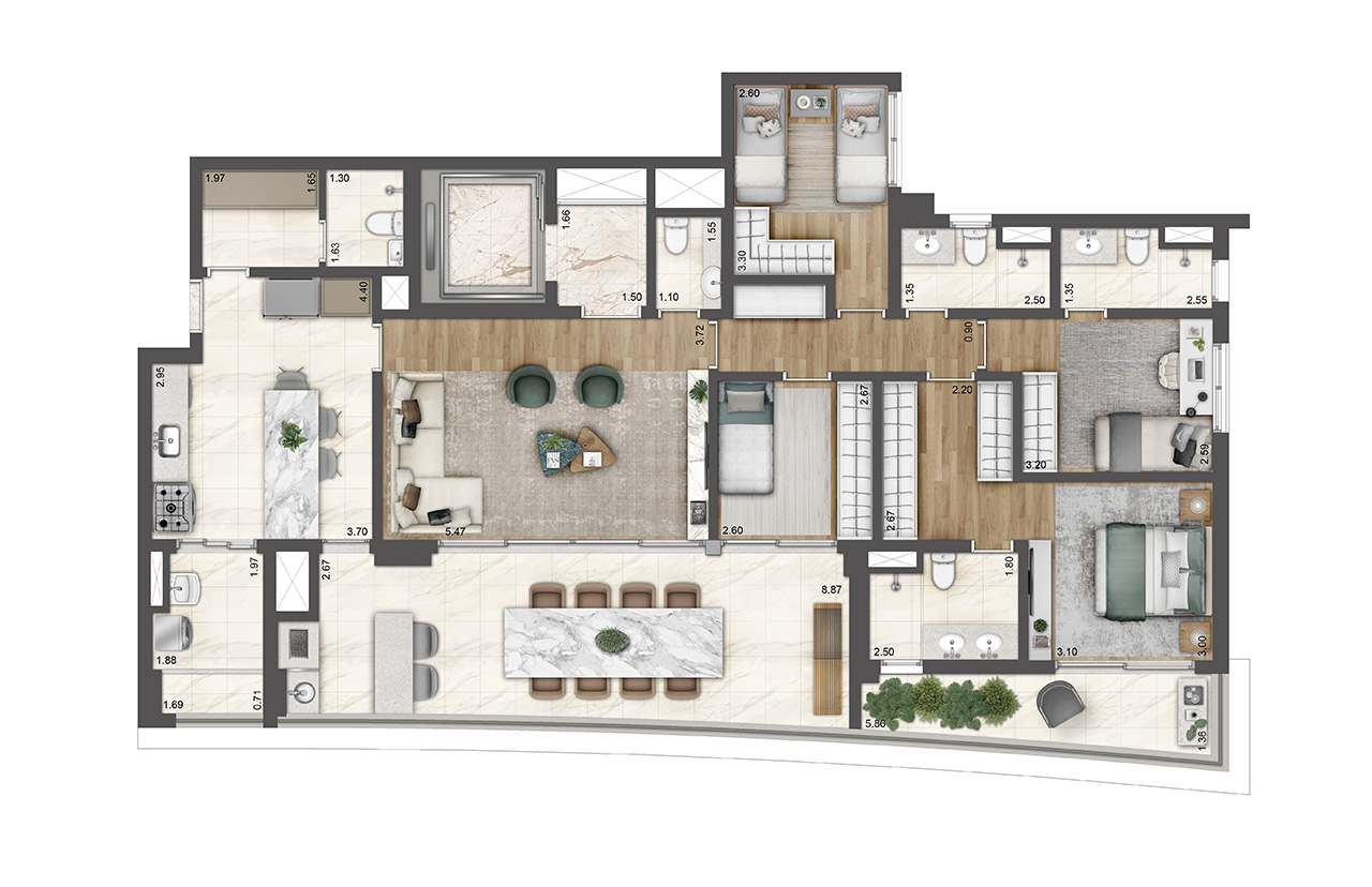 Planta tipo 175m²