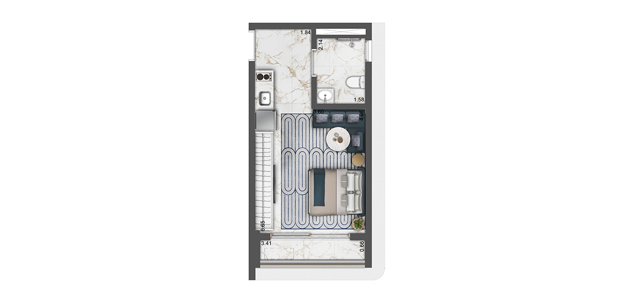 Planta studio 31m²