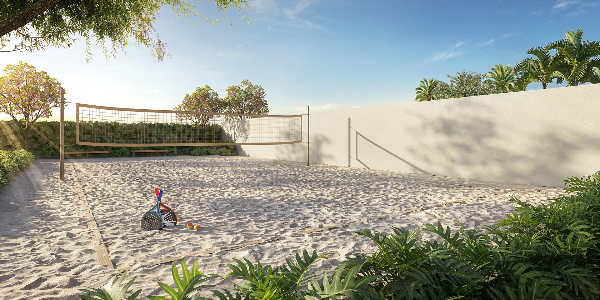 Perspectiva ilustrada da Quadra de Beach Tennis