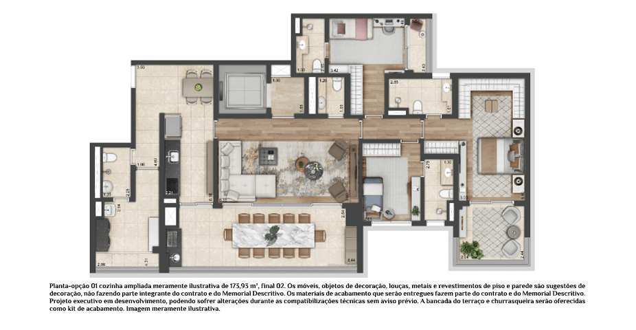 Planta opção 173m²